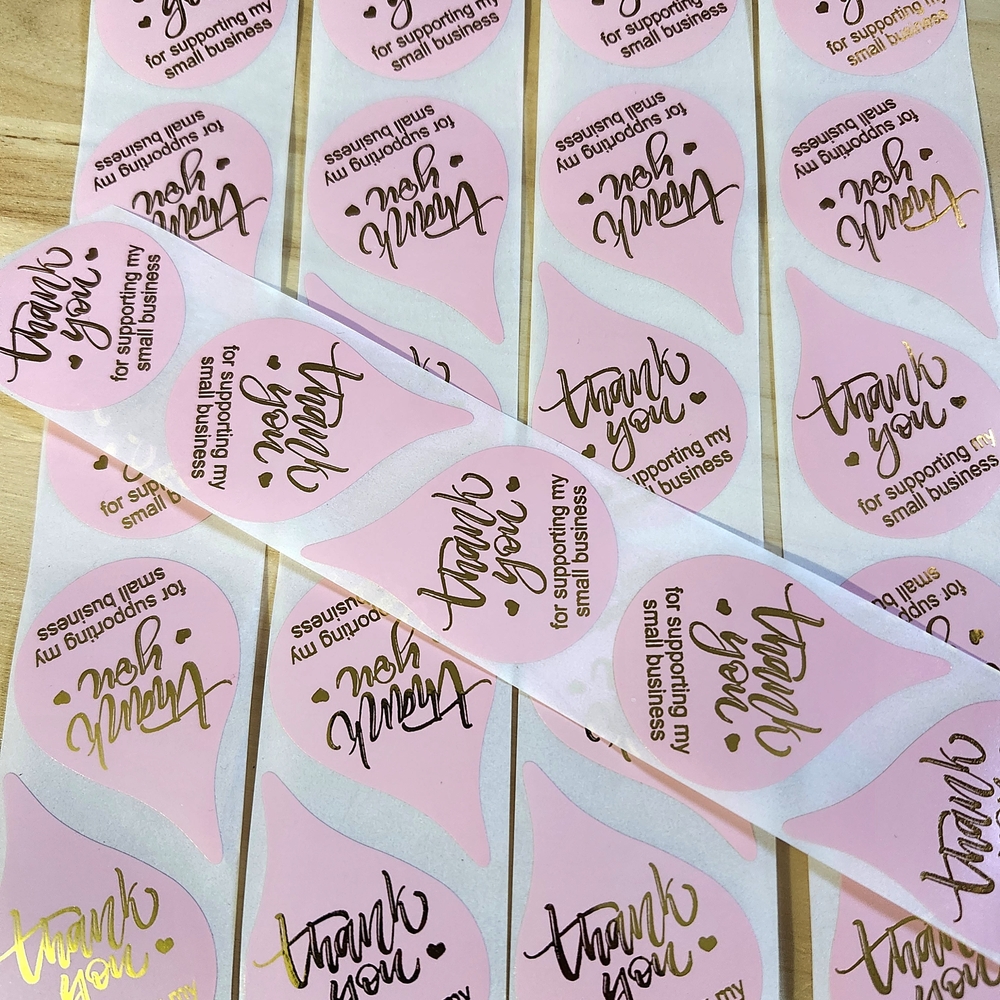 100 Pink Thank You Stickers 1.5 Inch
